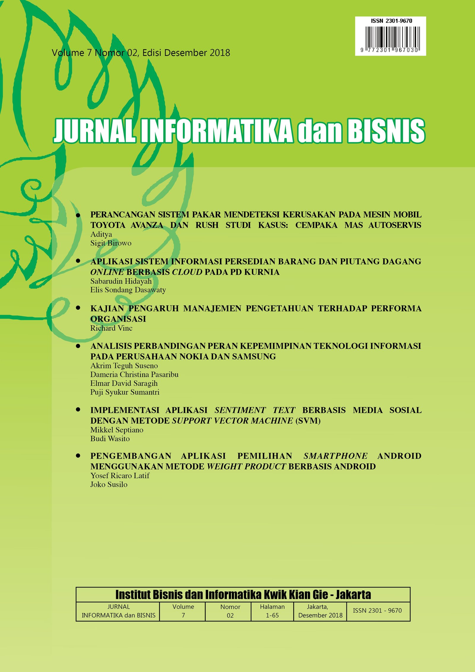 Cover Jurnal Informatika dan Bisnis
